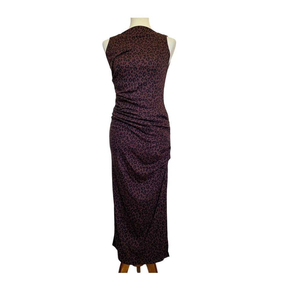 MICHAEL STARS Reign Ruched Sleeveless Midi Dress - Printed Espresso  Size Small